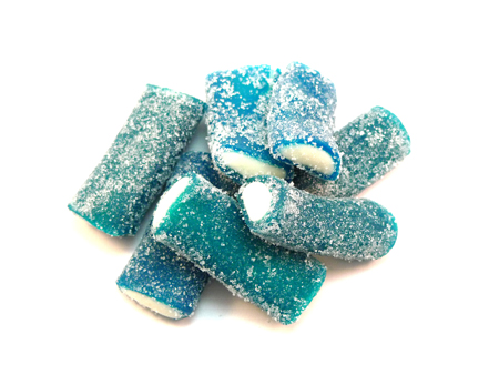 Blue Raspberry Rockets are large and chewy fizzy sweets with a fizzy coating and blue raspberry flavour