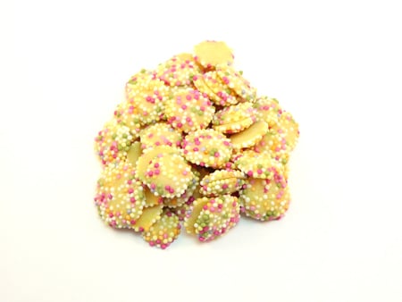 White Chocolate Snowies chocolate buttons are a traditional sweet often enjoyed with Jazzies