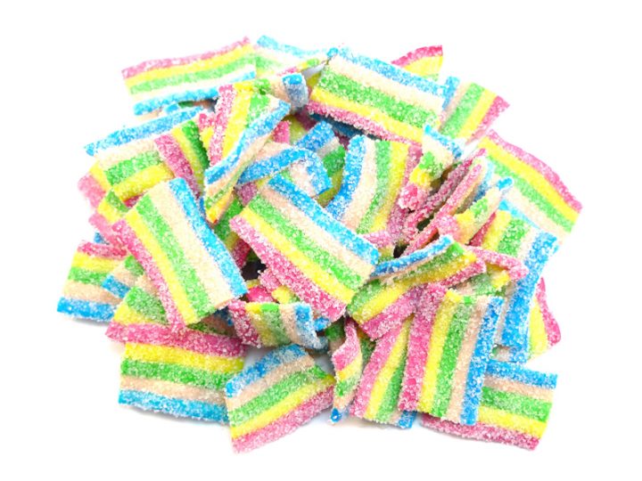 Rainbow Bites are our most popular fizzy sweet and it's easy to see why! Beautiful colourful strips of fruity fizzy sweets