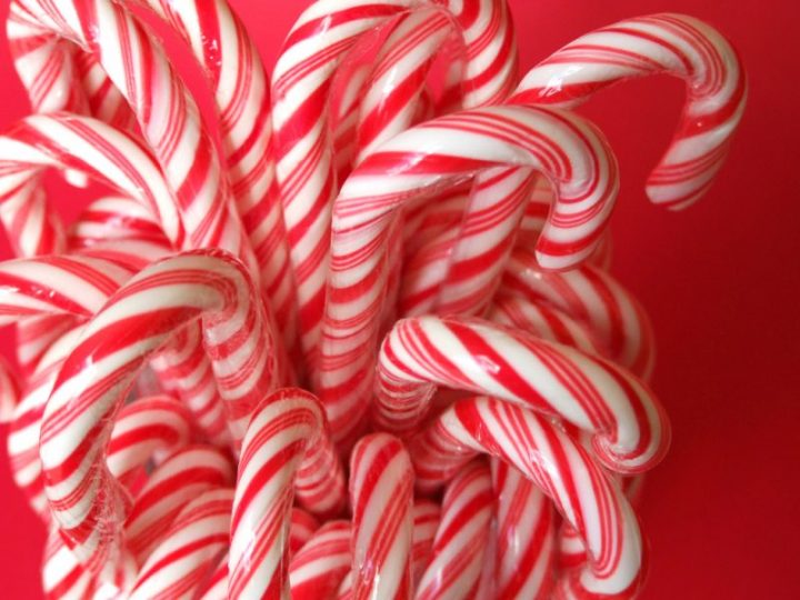 a cluster of red and white candy canes