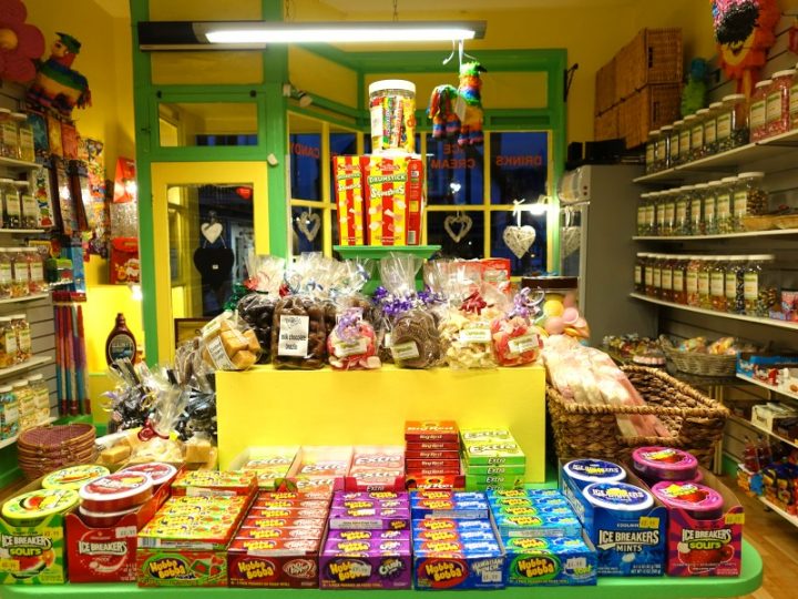 Internal shot of our bright and colourful Devon sweet shop