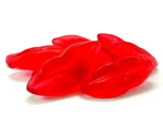 Red lips shaped jelly sweets